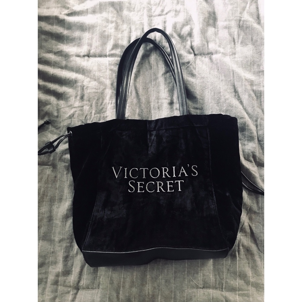 Victoria Secret black velvet bag